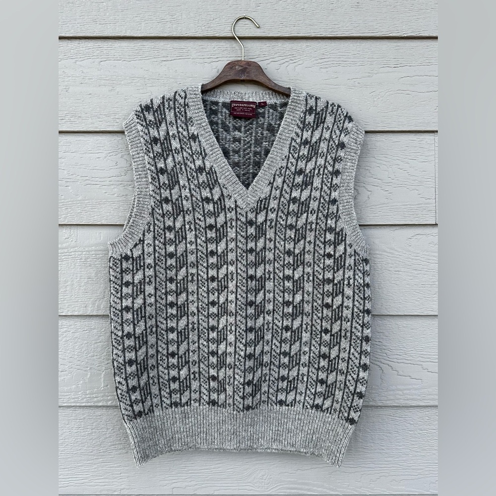 Vintage Chaps Ralph Lauren Wool Sweater Vest Men’s Large Fair Isle Grandpa Core